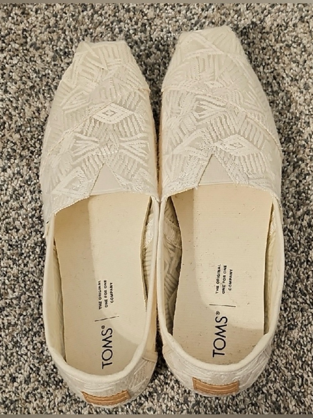 Toms Cream Embroidered Flats
